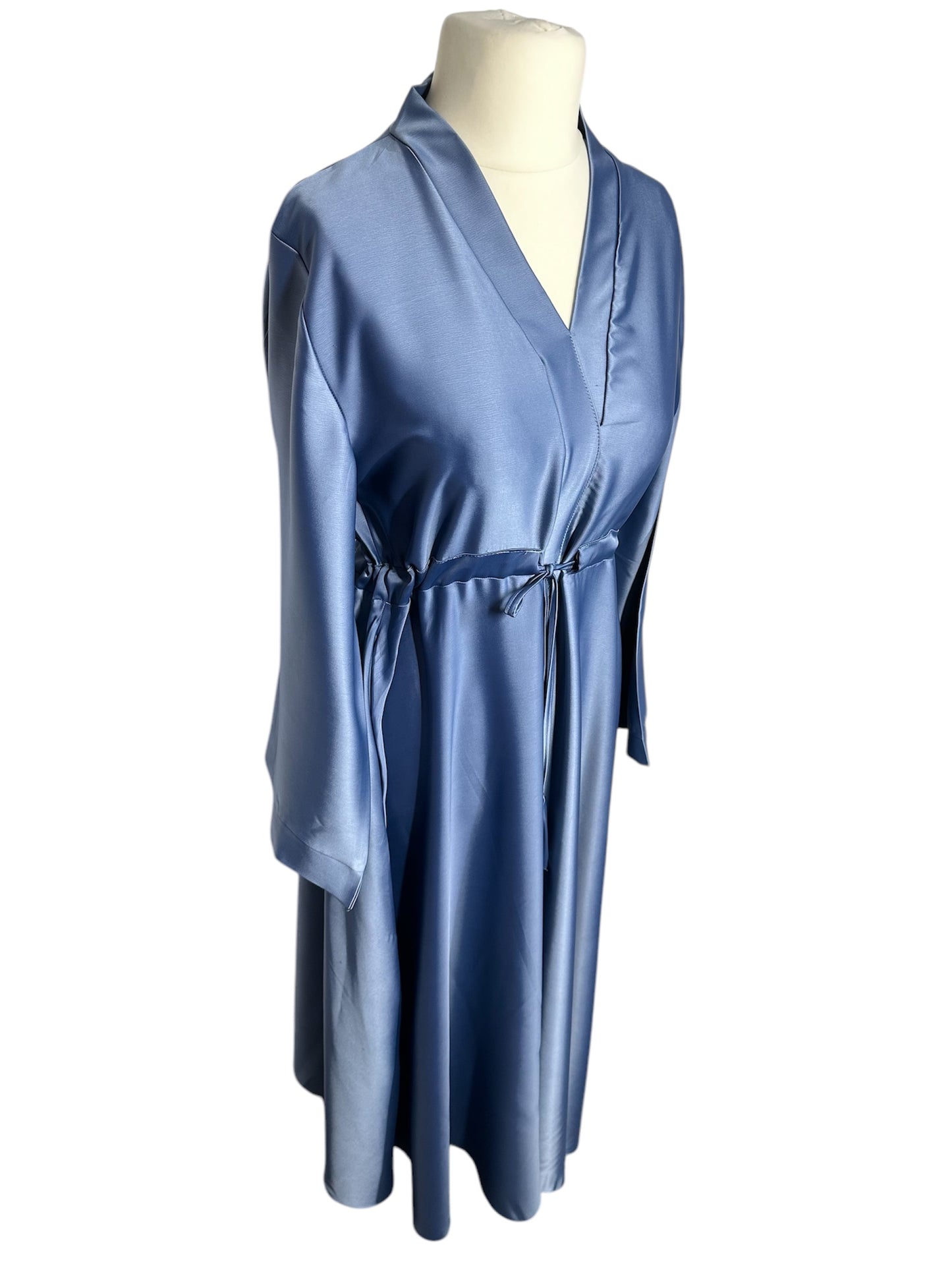 Baby Blue Wide Sleeve Satin Abaya
