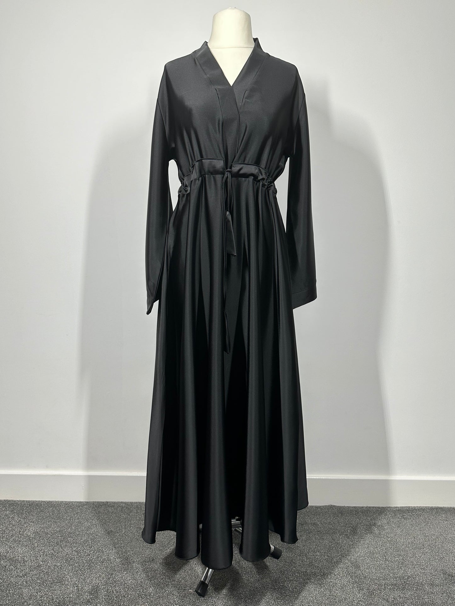 Black Wide Sleeve Satin Abaya