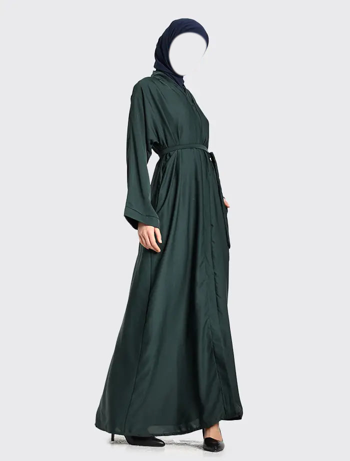 Bottle Green Open Abaya