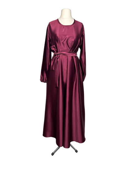 Maroon Satin Abaya