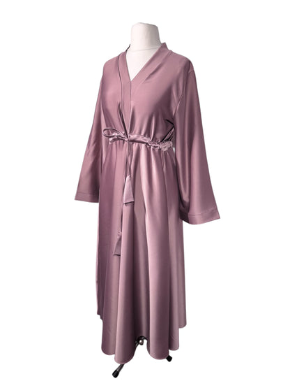 Dusty Pink Wide Sleeve Satin Abaya