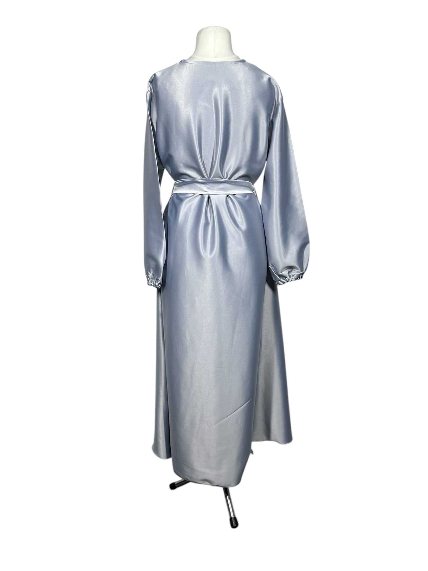 Silver Satin Abaya