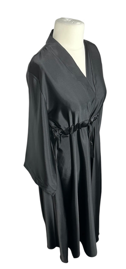 Black Wide Sleeve Satin Abaya