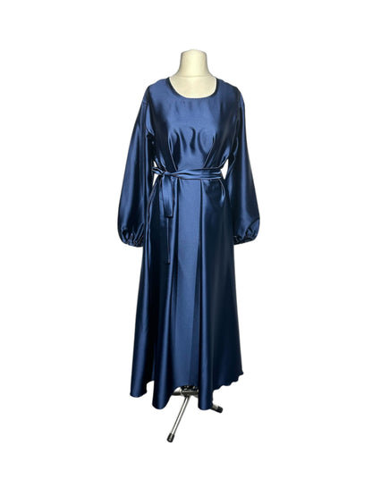 Navy Blue Satin Abaya