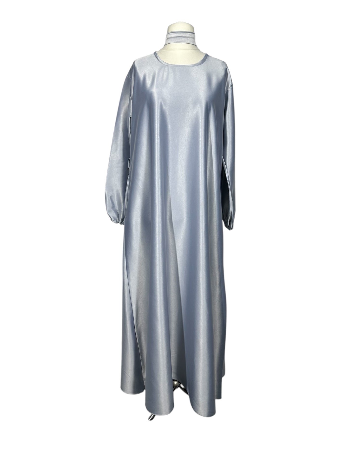 Silver Satin Abaya