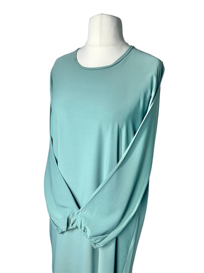 Aqua Plain abaya with elasticated cuff sleeves