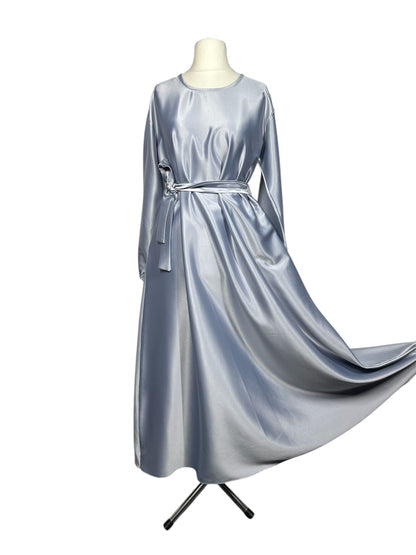 Silver Satin Abaya