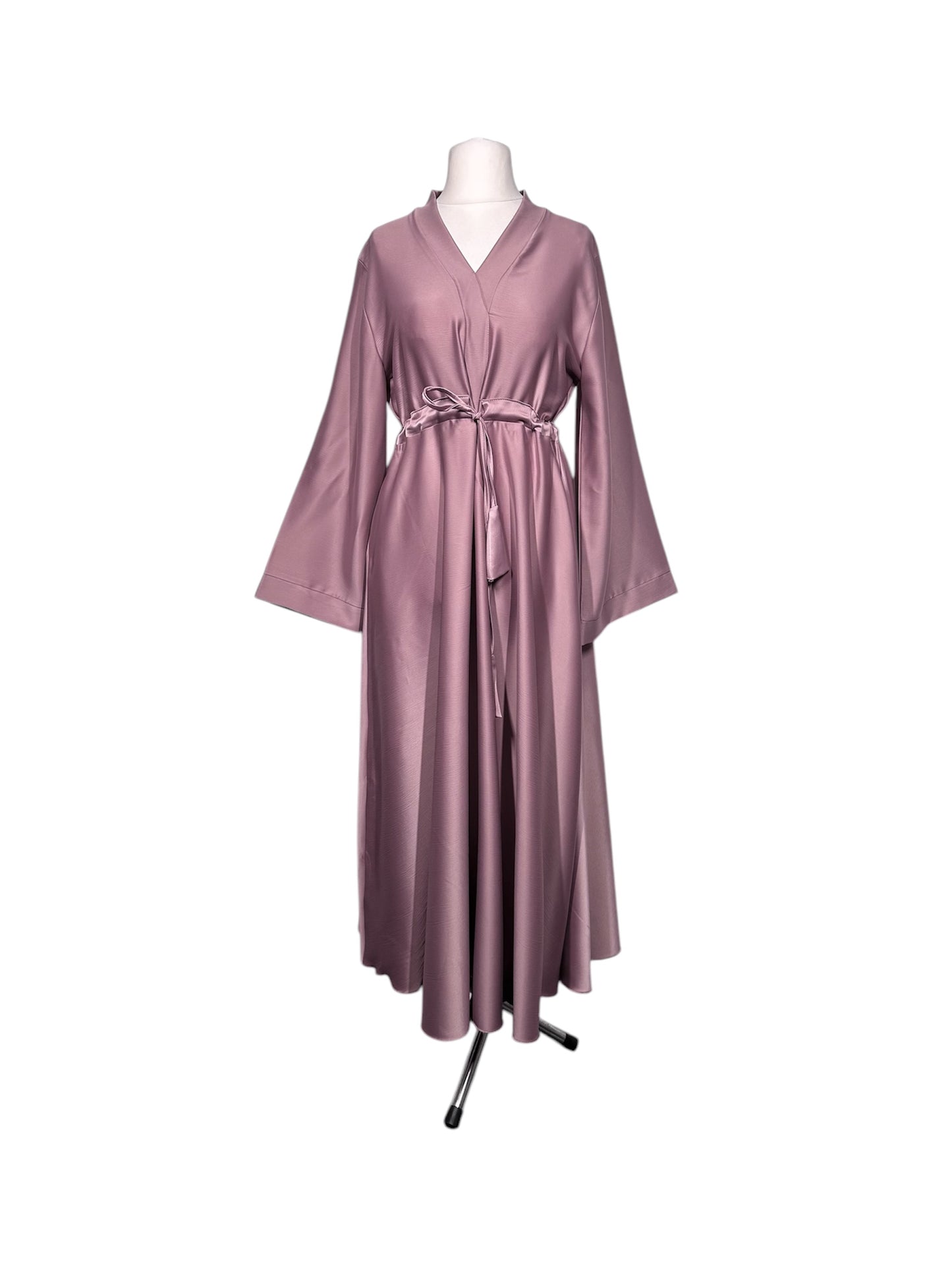 Dusty Pink Wide Sleeve Satin Abaya
