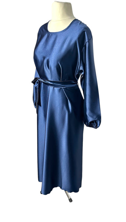Navy Blue Satin Abaya