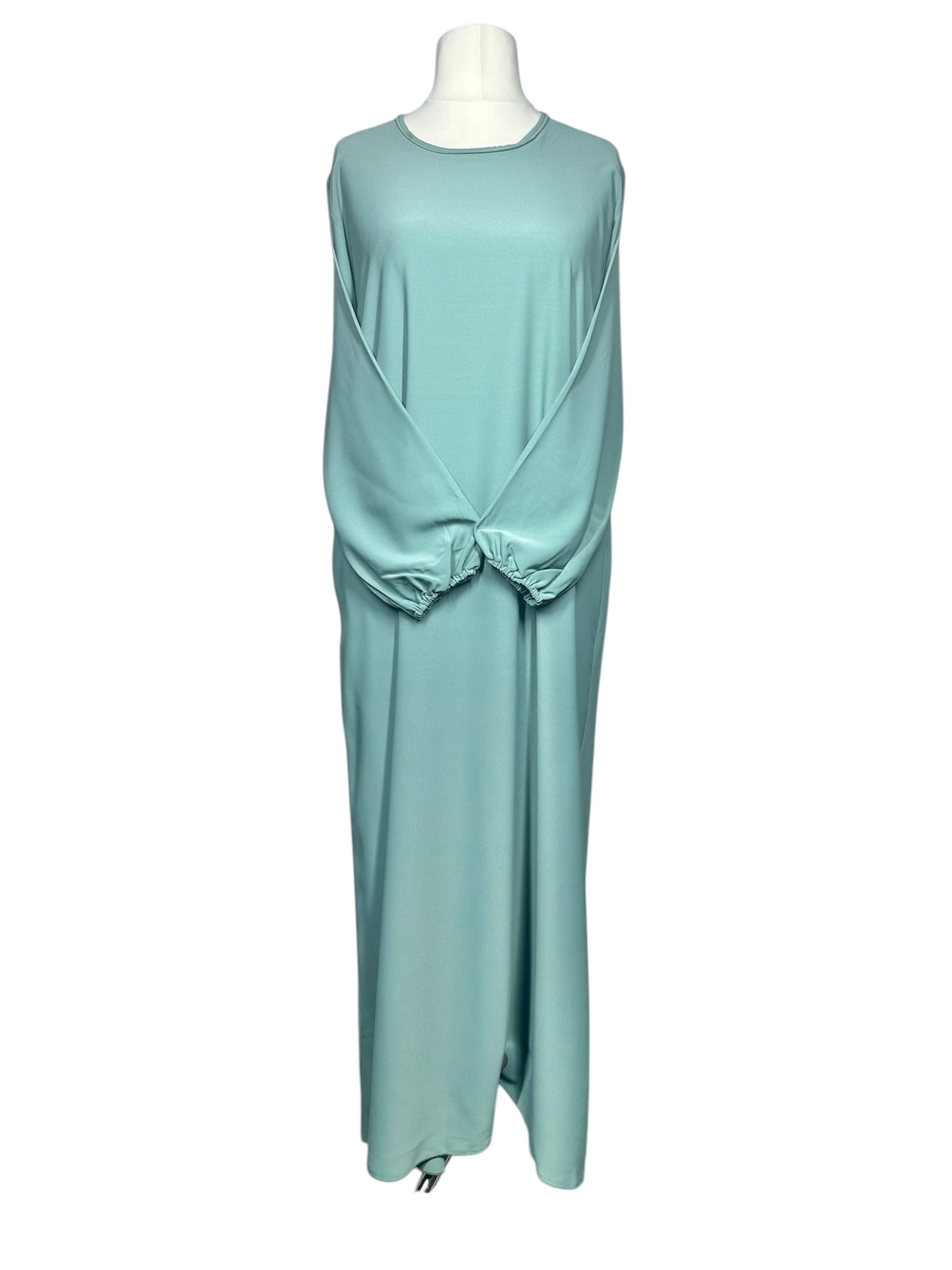 Aqua Plain abaya with elasticated cuff sleeves