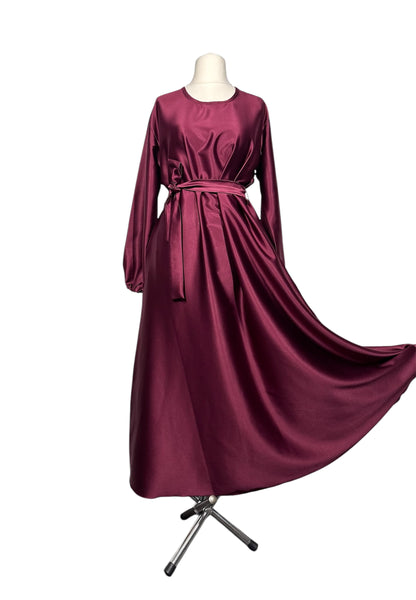 Maroon Satin Abaya
