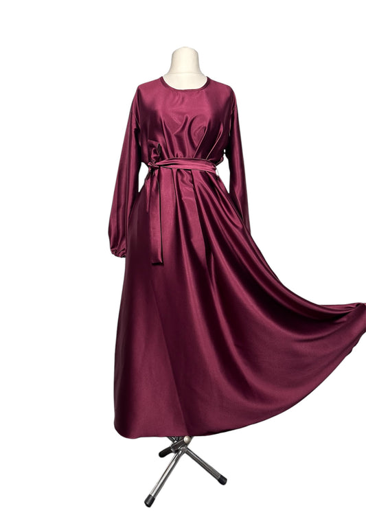 Maroon Satin Abaya