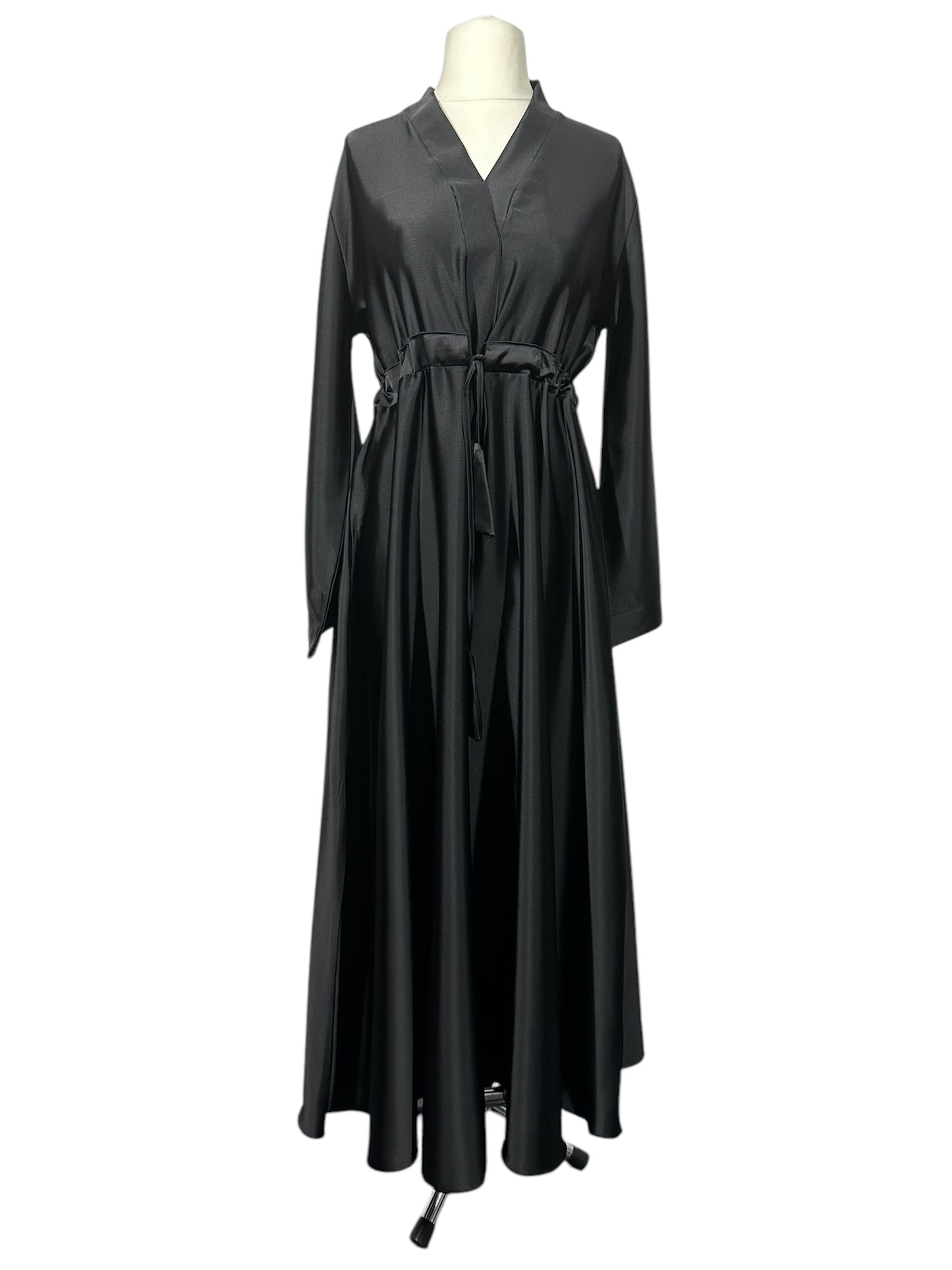 Black Wide Sleeve Satin Abaya