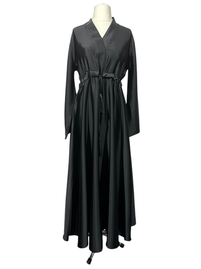 Black Wide Sleeve Satin Abaya