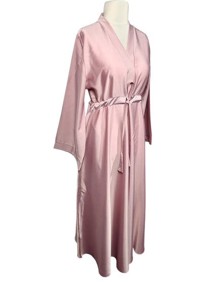 Baby Pink Wide Sleeved Satin Abaya