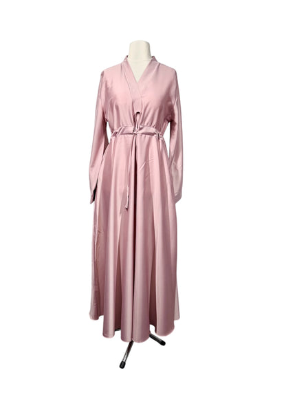 Baby Pink Wide Sleeved Satin Abaya