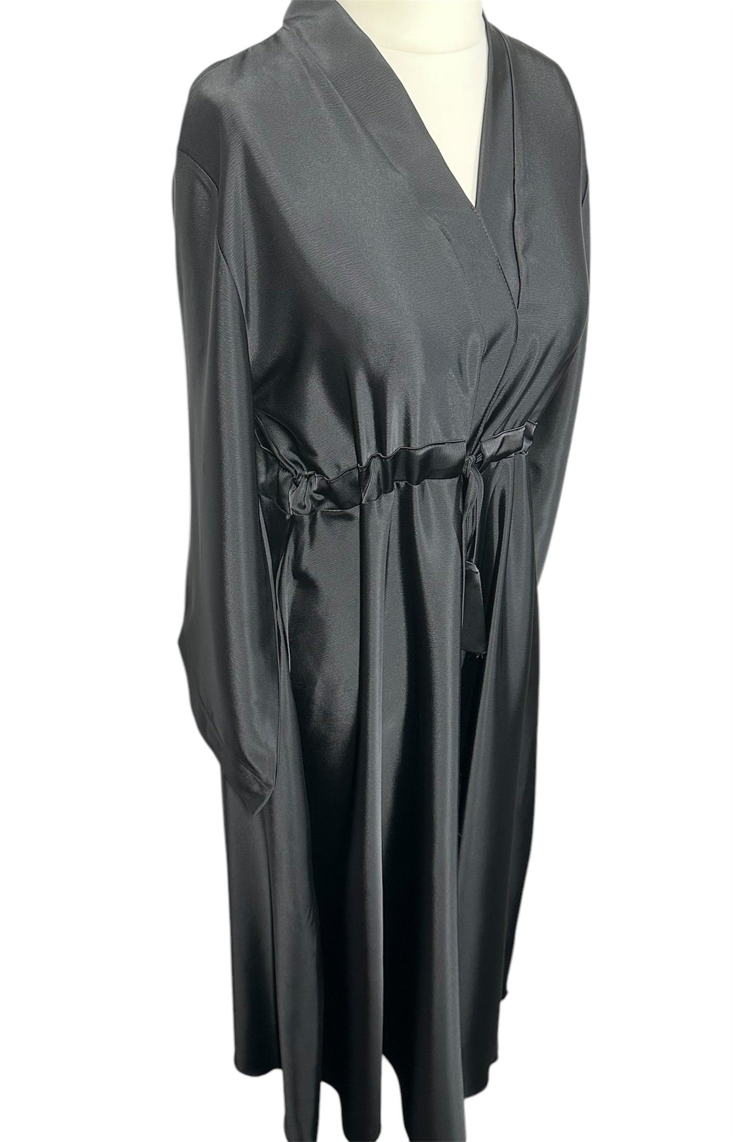 Black Wide Sleeve Satin Abaya