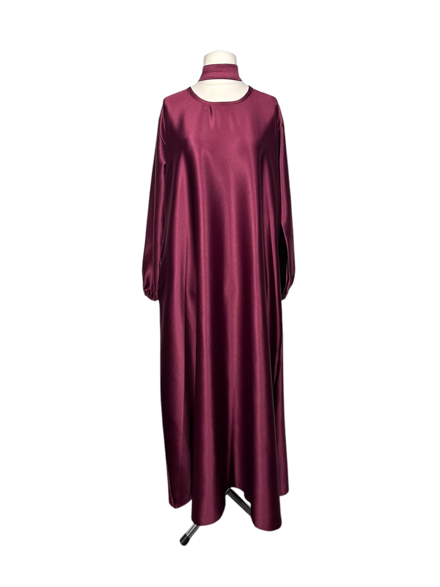 Maroon Satin Abaya