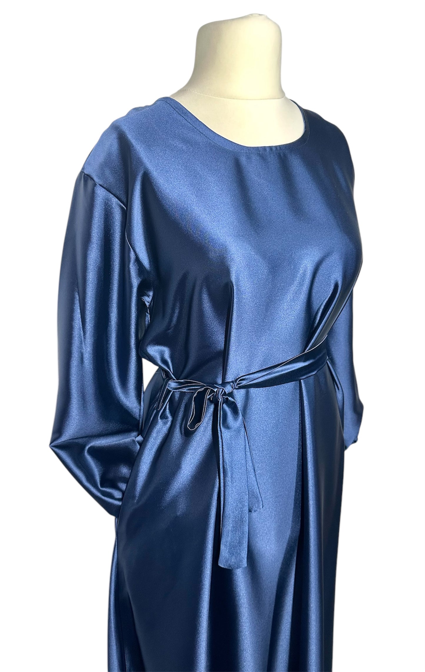 Navy Blue Satin Abaya