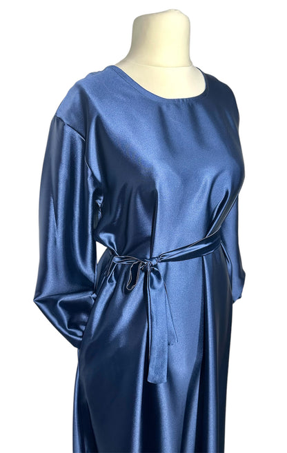 Navy Blue Satin Abaya