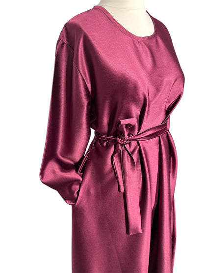 Maroon Satin Abaya