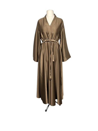 Sand Wide Sleeve Satin Abaya