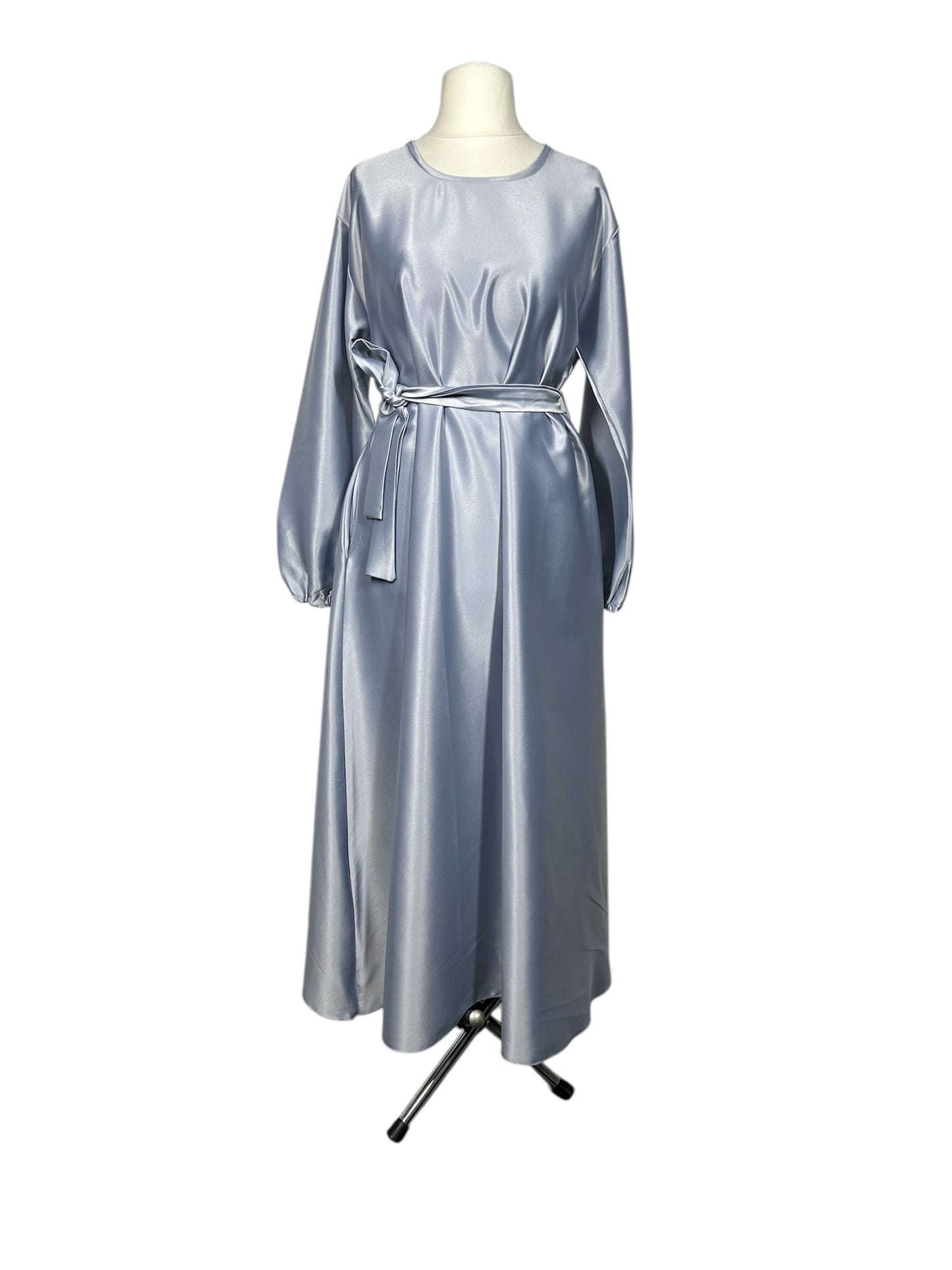 Silver Satin Abaya