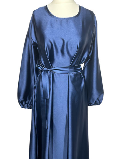 Navy Blue Satin Abaya