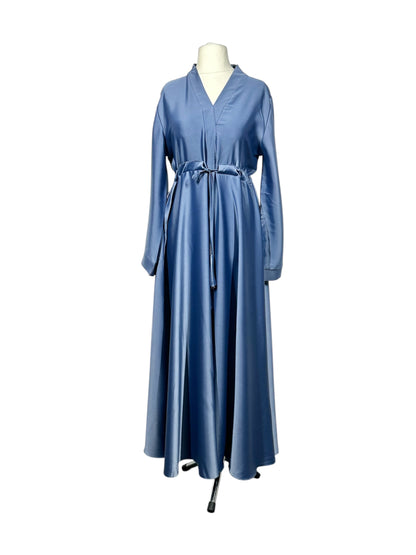 Baby Blue Wide Sleeve Satin Abaya