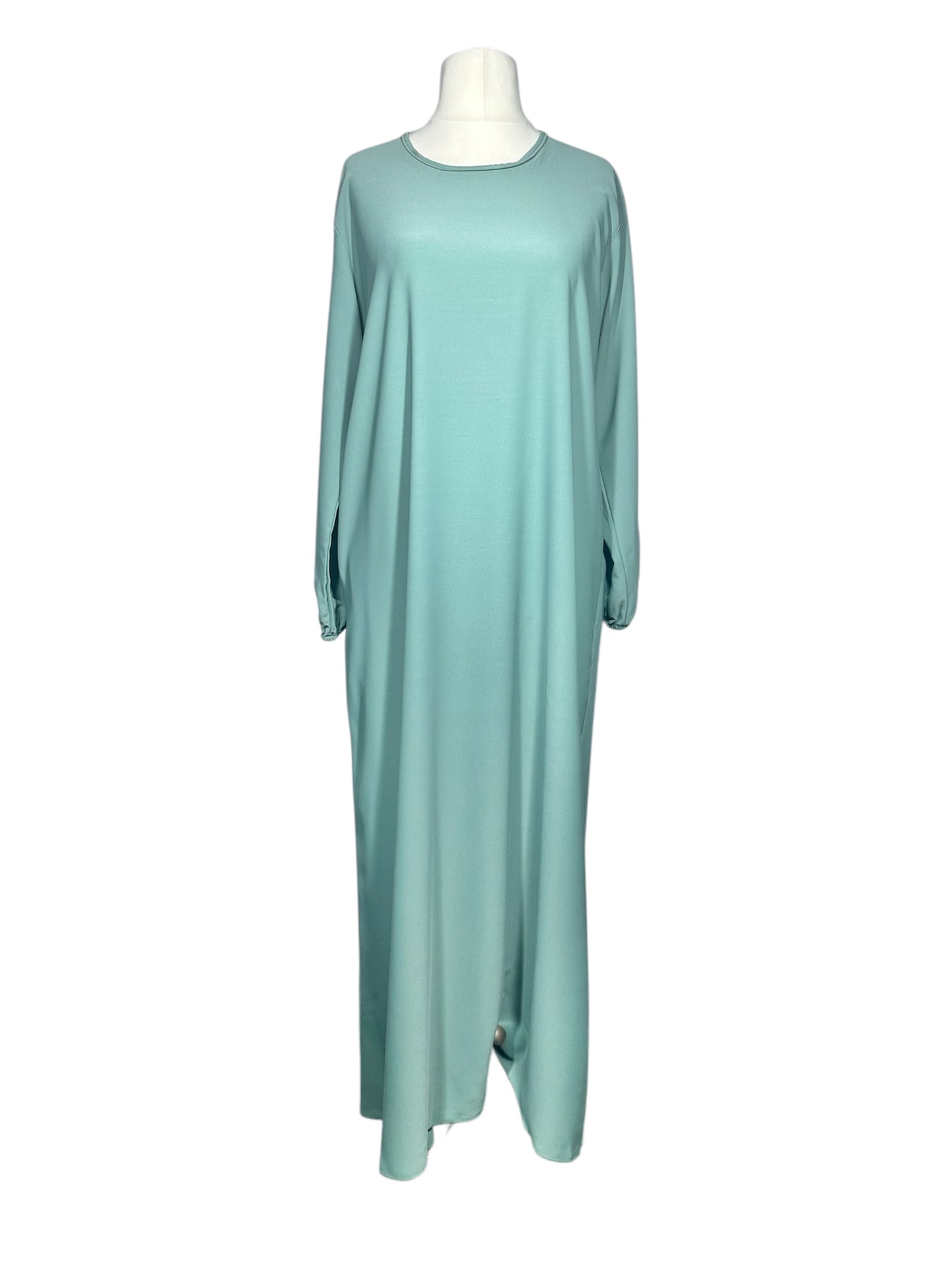Aqua Plain abaya with elasticated cuff sleeves