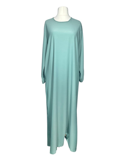 Aqua Plain abaya with elasticated cuff sleeves