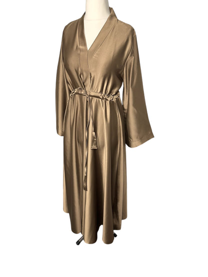 Sand Wide Sleeve Satin Abaya
