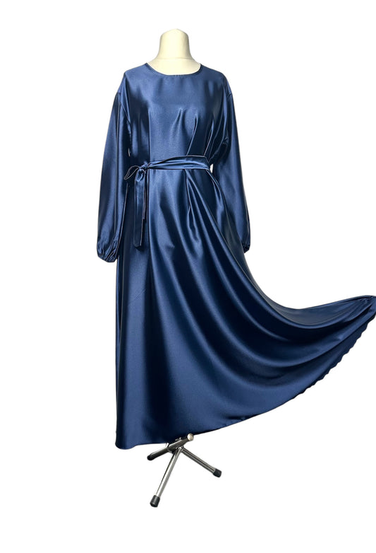 Navy Blue Satin Abaya