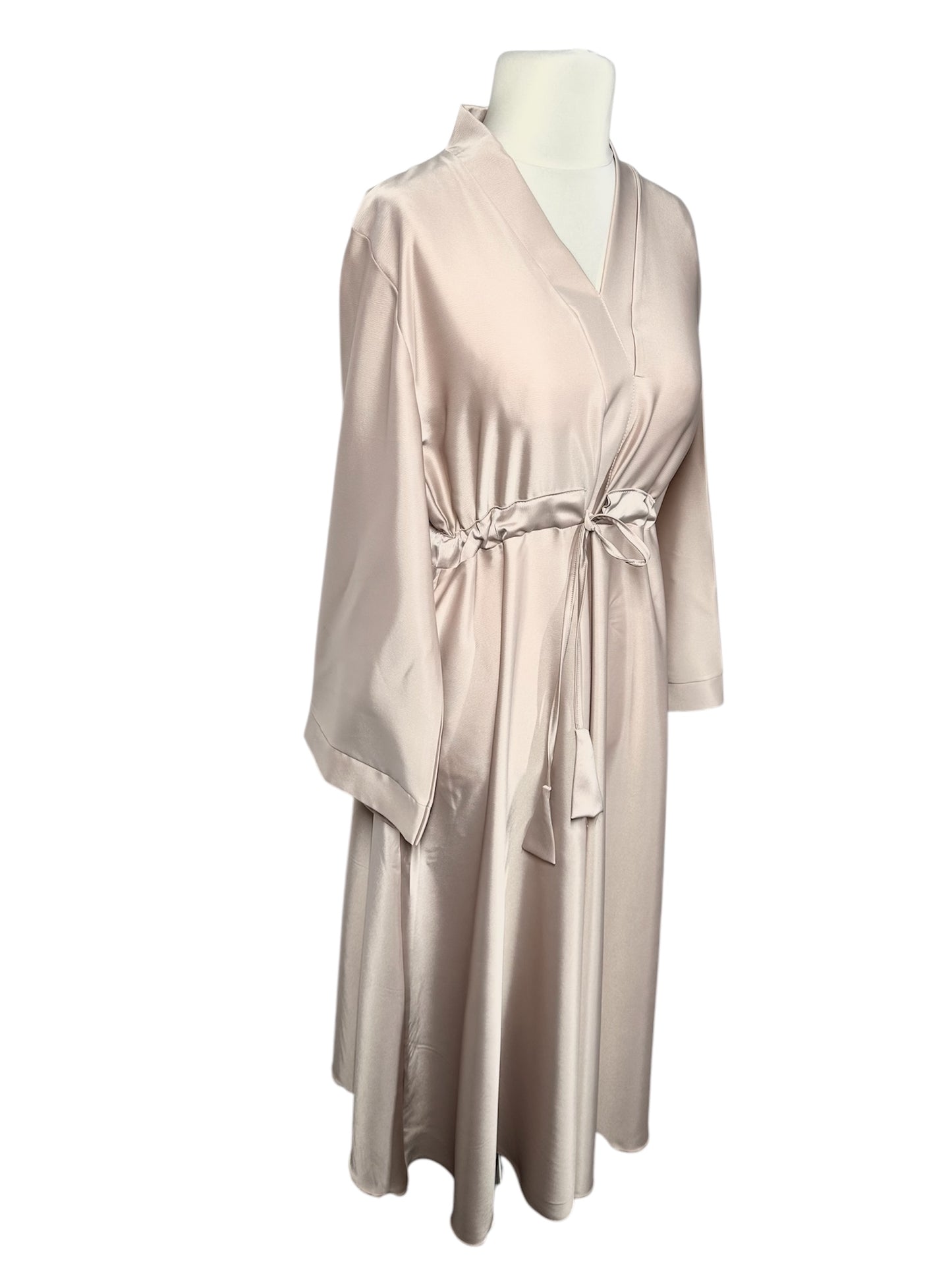 Ivory Wide Sleeved Satin Abaya