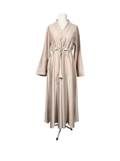 Ivory Wide Sleeved Satin Abaya
