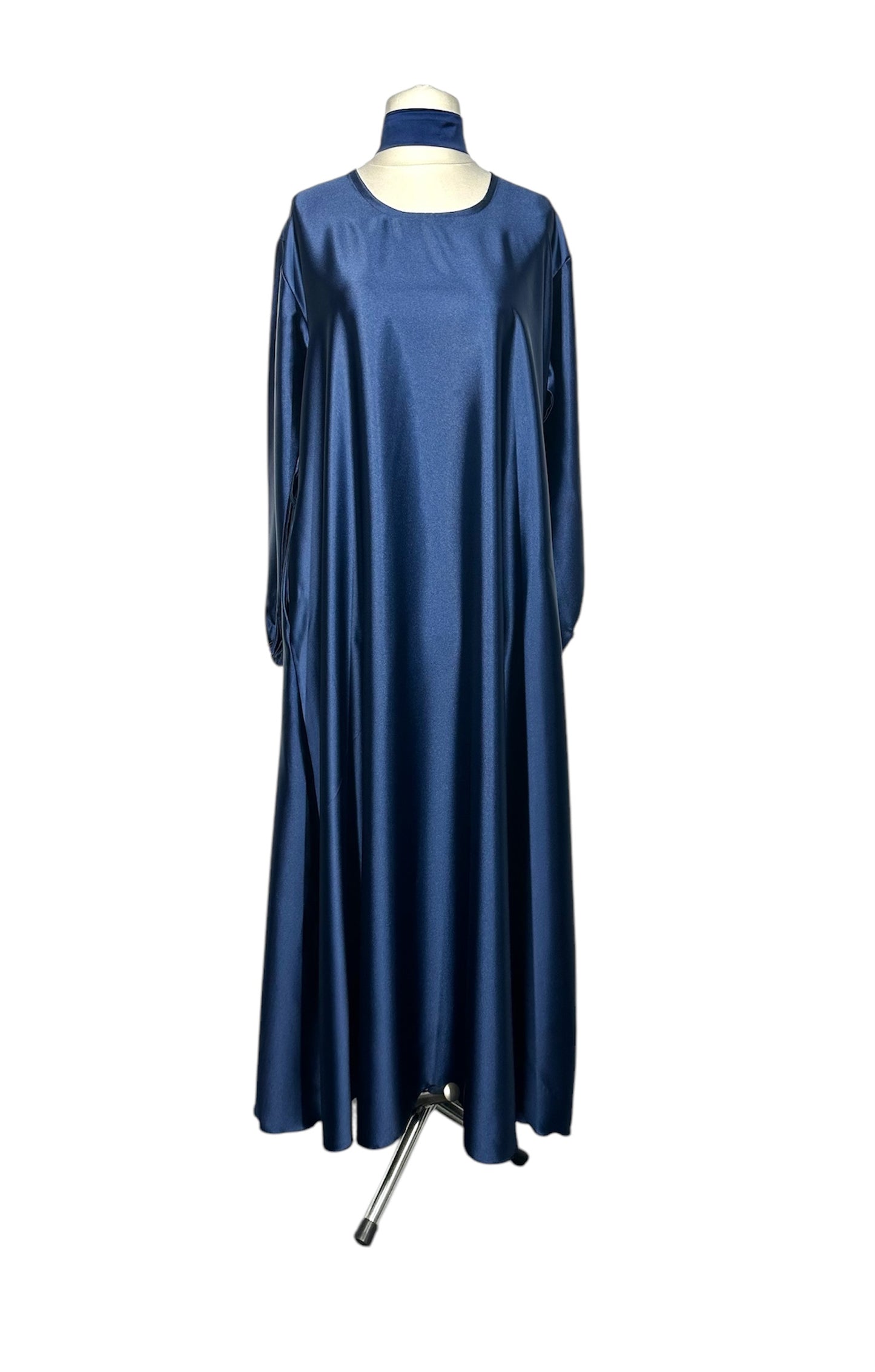 Navy Blue Satin Abaya